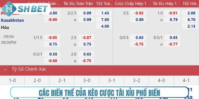 Các biến thể của kèo cược Tài Xỉu phổ biến