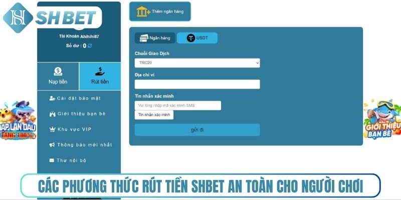 Các phương thức rút tiền Shbet an toàn cho người chơi